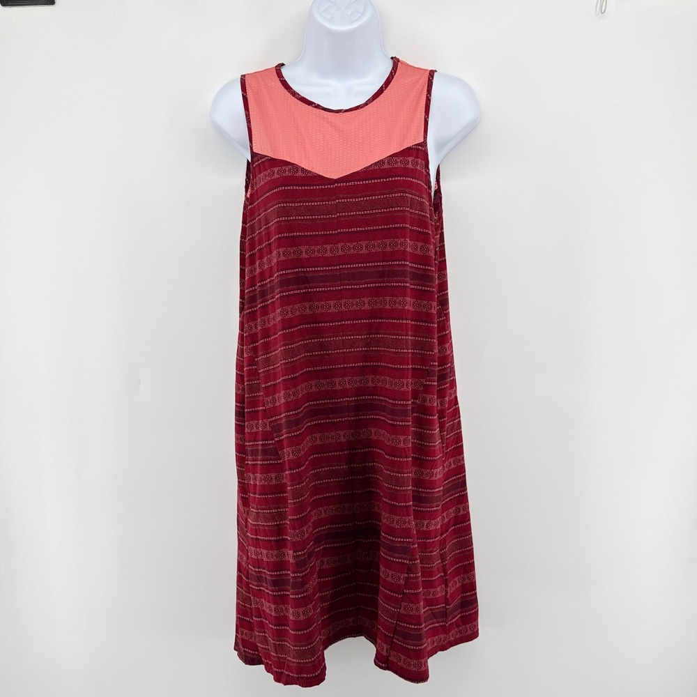 Toad&Co Sunkissed‎ Swing Dress S Maroon Red Geometric Sleeveless Travel